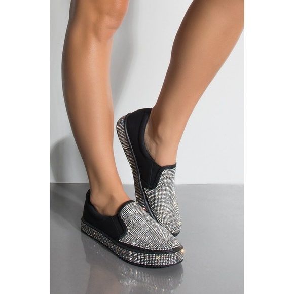 Last Size 6.5 🖤💎Rhinestone Diamond Embellished - Picture 2 of 6